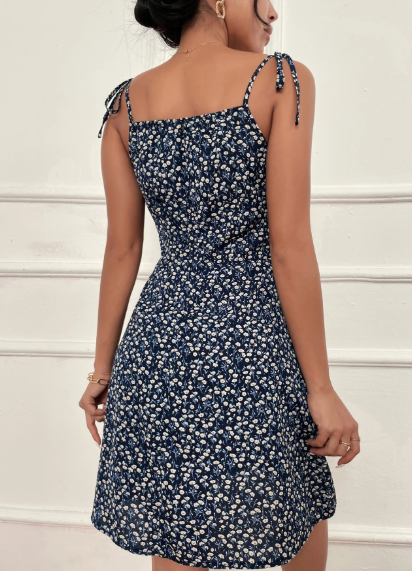 PR38 - Vestido de tirantes floral pecho con fruncido