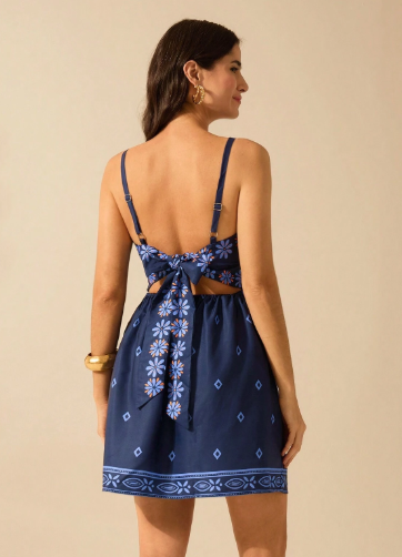 PR82 - Vestido corto halter negro de verano casual y de vacaciones estampado con plantas tropicales, azaleas y girasoles, estilo boho para mujer