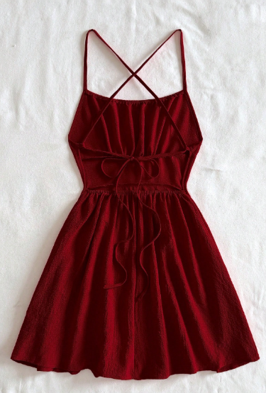 PR67 - Vestido mini con tirantes cruzados en la espalda, de color rojo y sexy