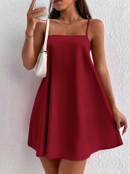 PR36 - Vestido minifalda camiseta de unicolor minimalista y casual sin espalda
